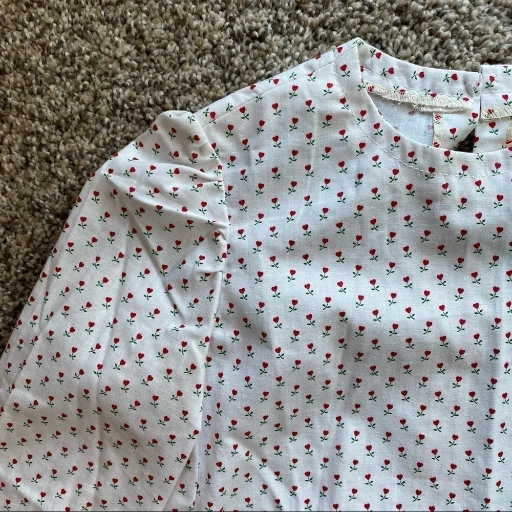 Vintage Cottagecore Handmade Floral Long Sleeve Top Sz 5T